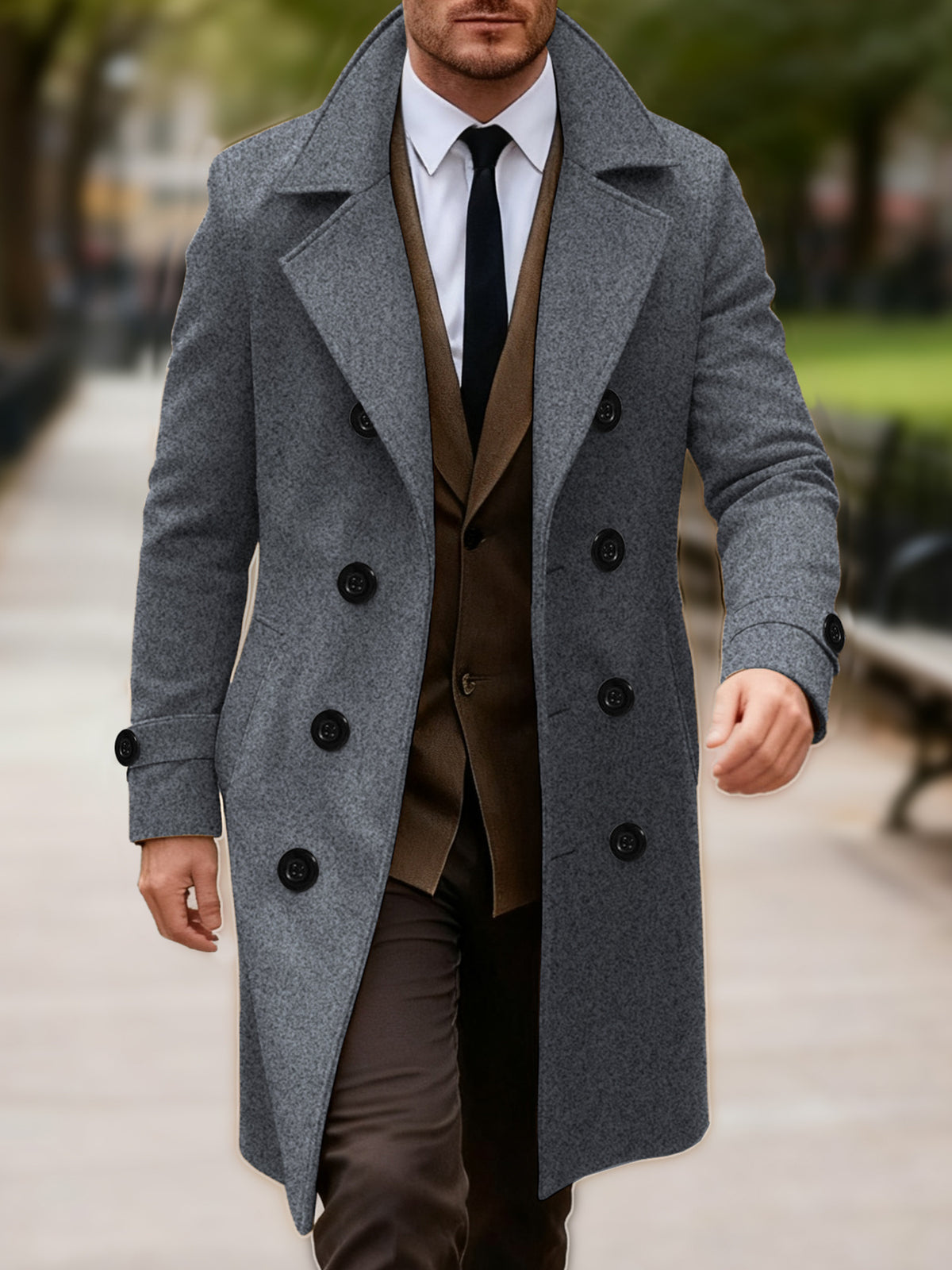 Manteau pour homme, tweed, à revers