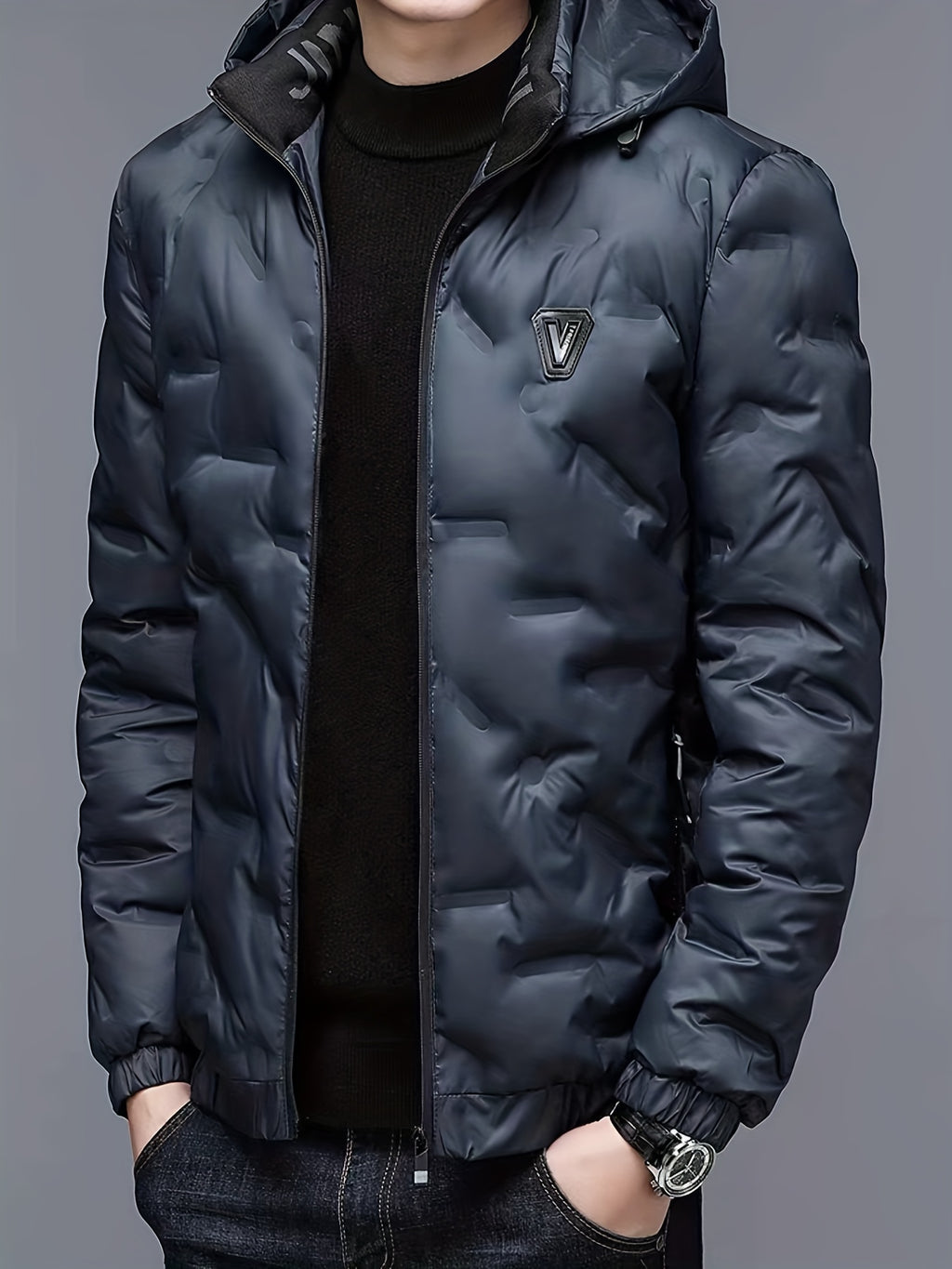 Veste matelassée pour homme, coupe-vent, à capuche, vert clair