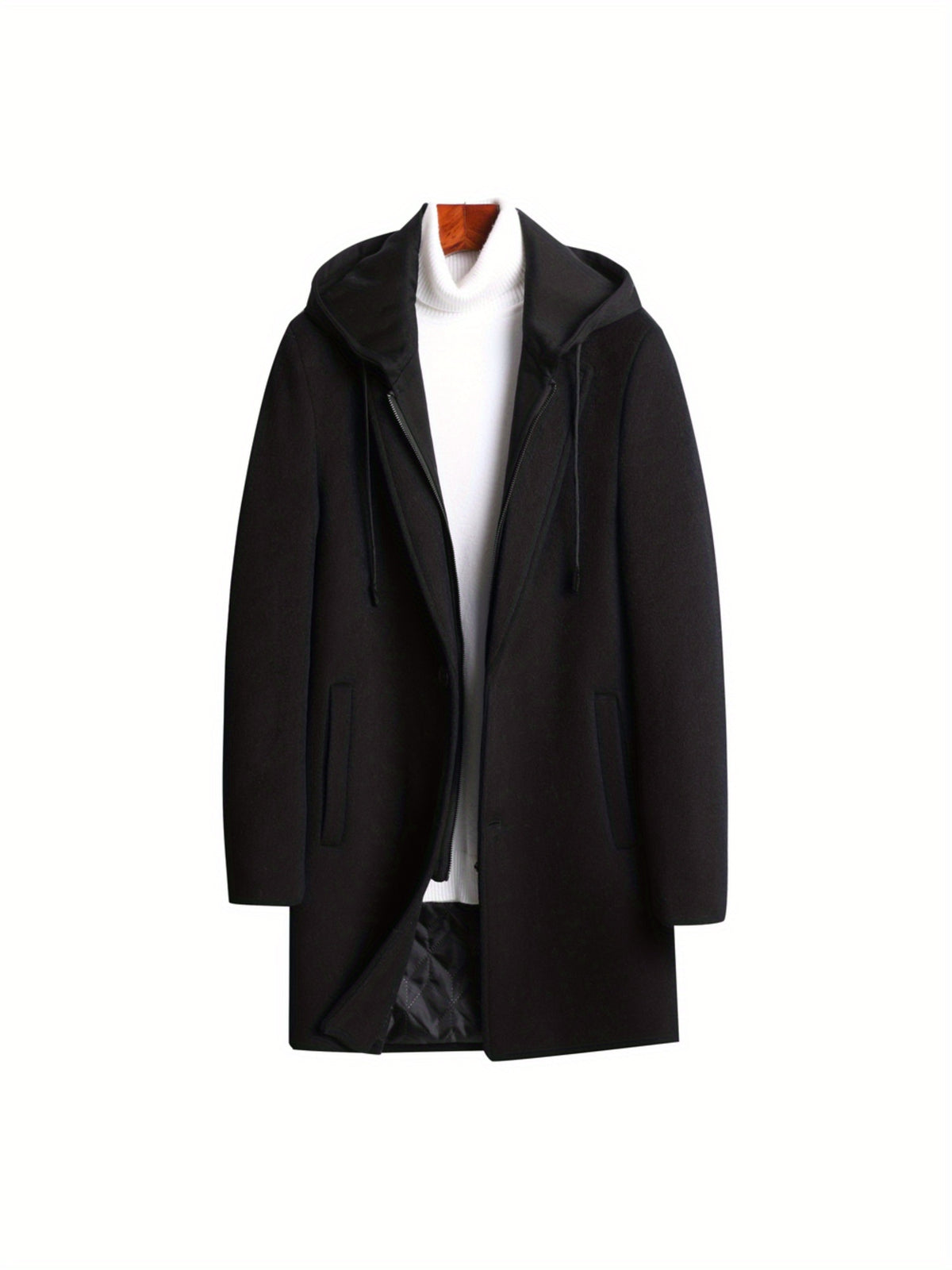Manteau en laine pour homme, 30 % laine, à revers