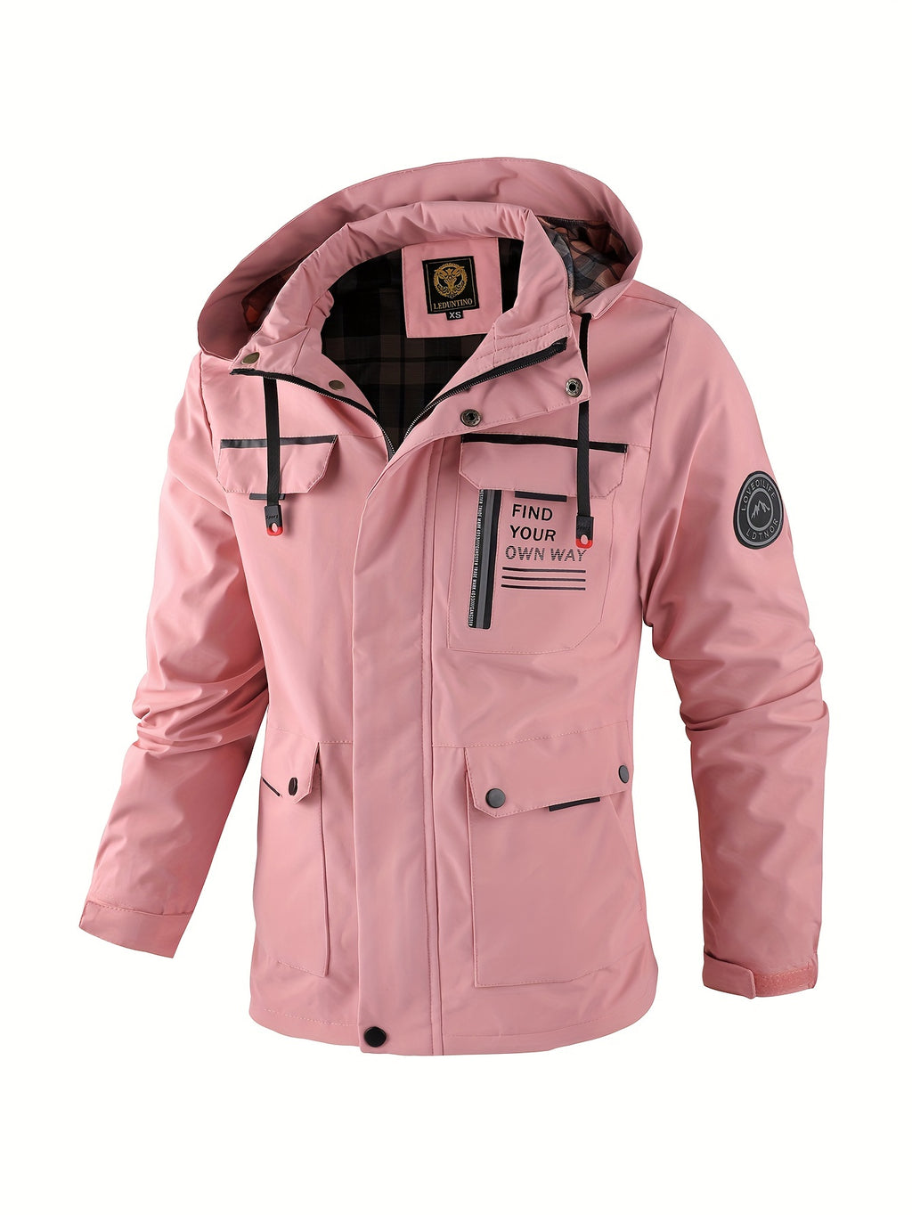 Veste, coupe-vent, à capuche, rouge brique, photo 16