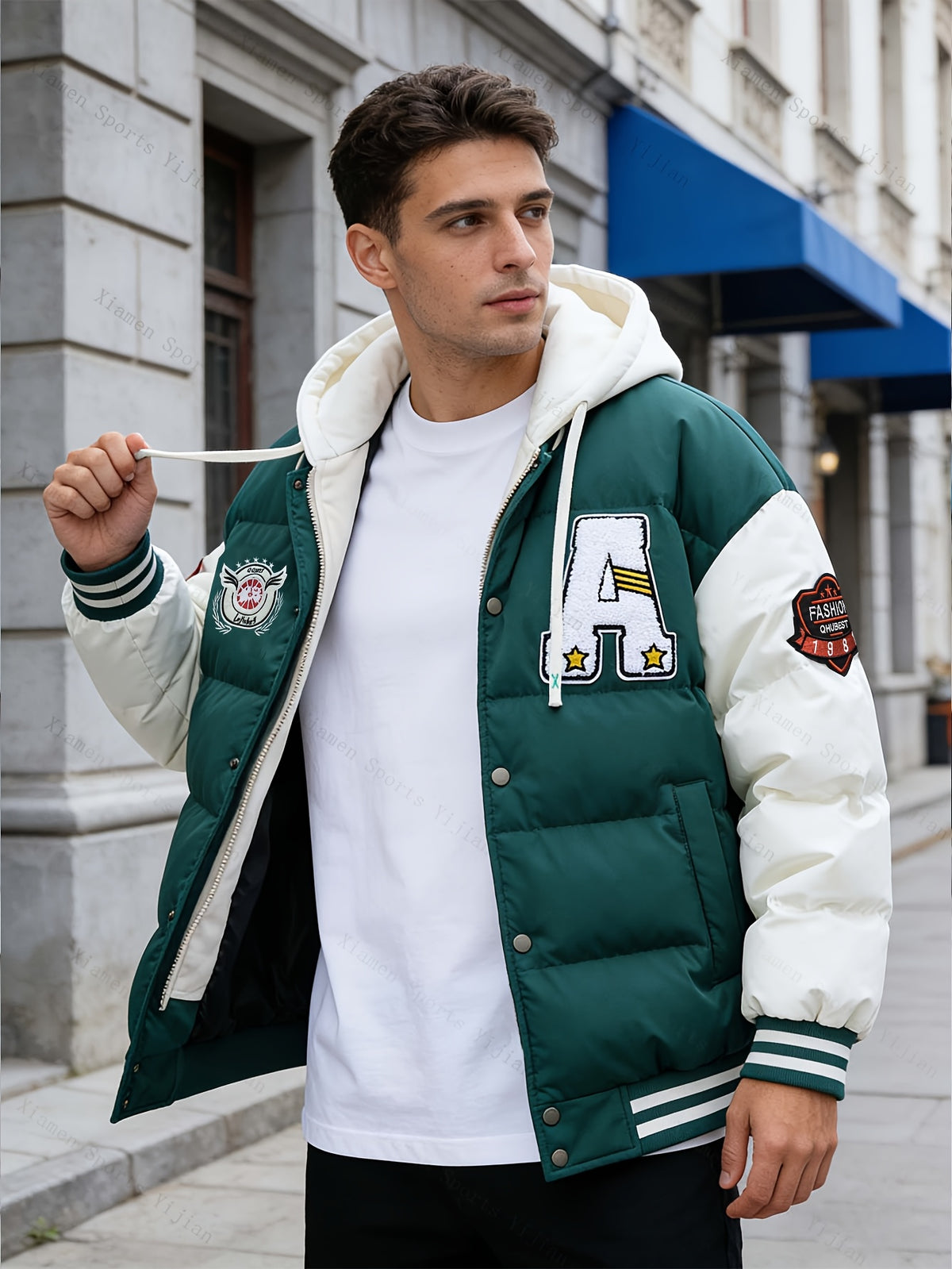 Veste pour homme, à capuche, noir/l