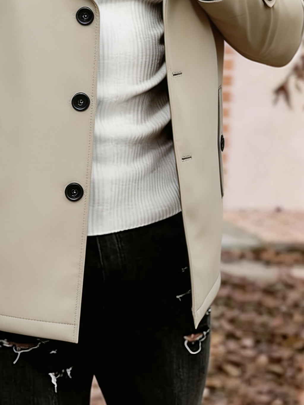 Trench pour homme, à revers, bleu foncé