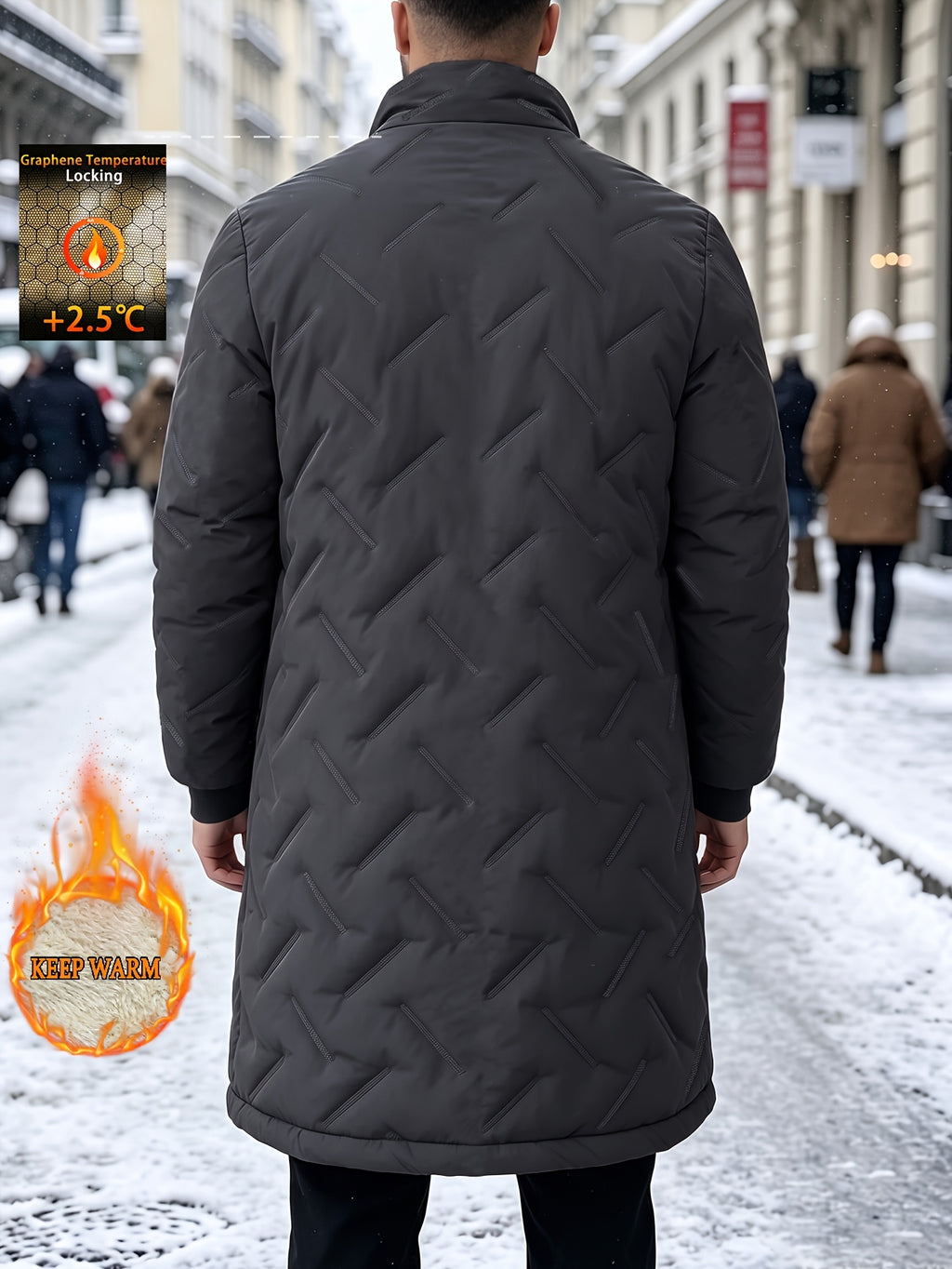 Veste long pour homme, coupe-vent, à col montant