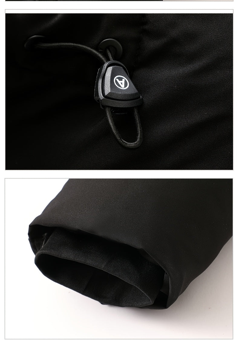 Manteau long, à capuche, noir, détail du vêtement