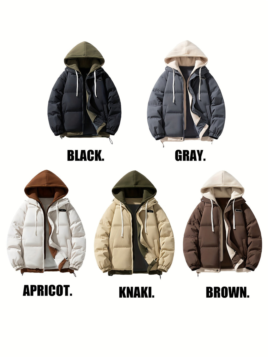 Manteau pour homme, à capuche, kaki foncé
