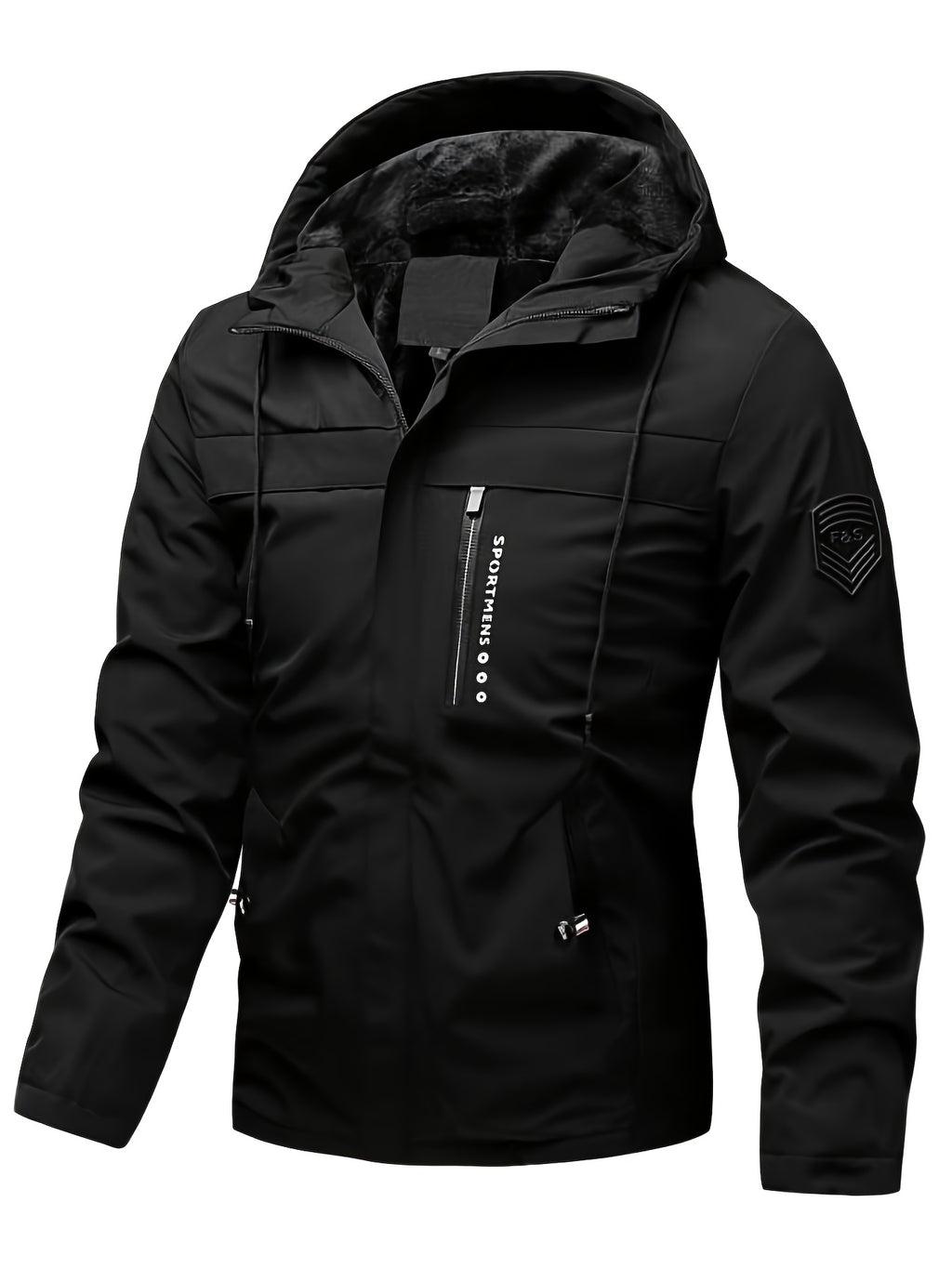 Veste pour homme, à capuche, noir