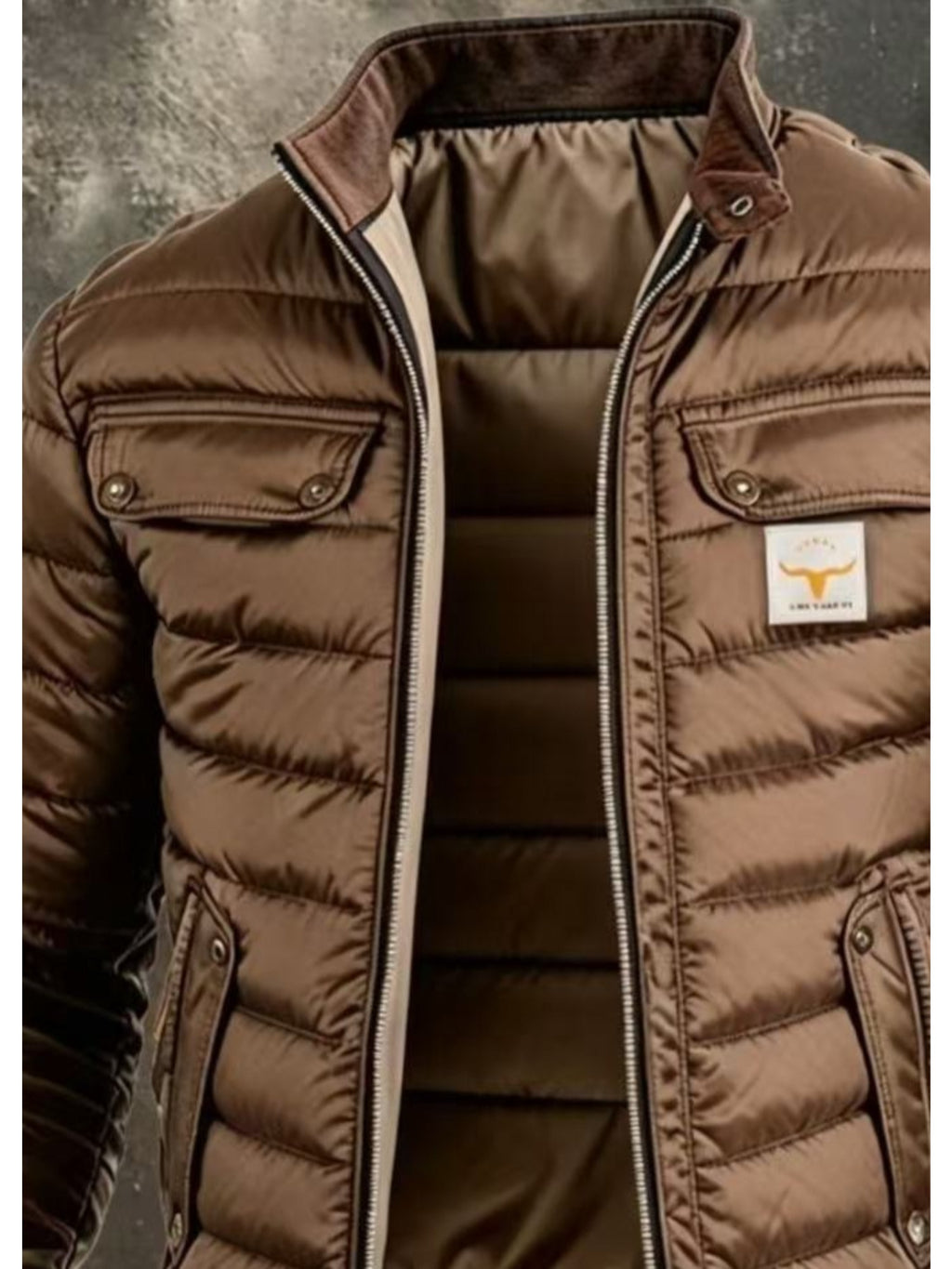 Veste matelassée pour homme, à col montant, gris