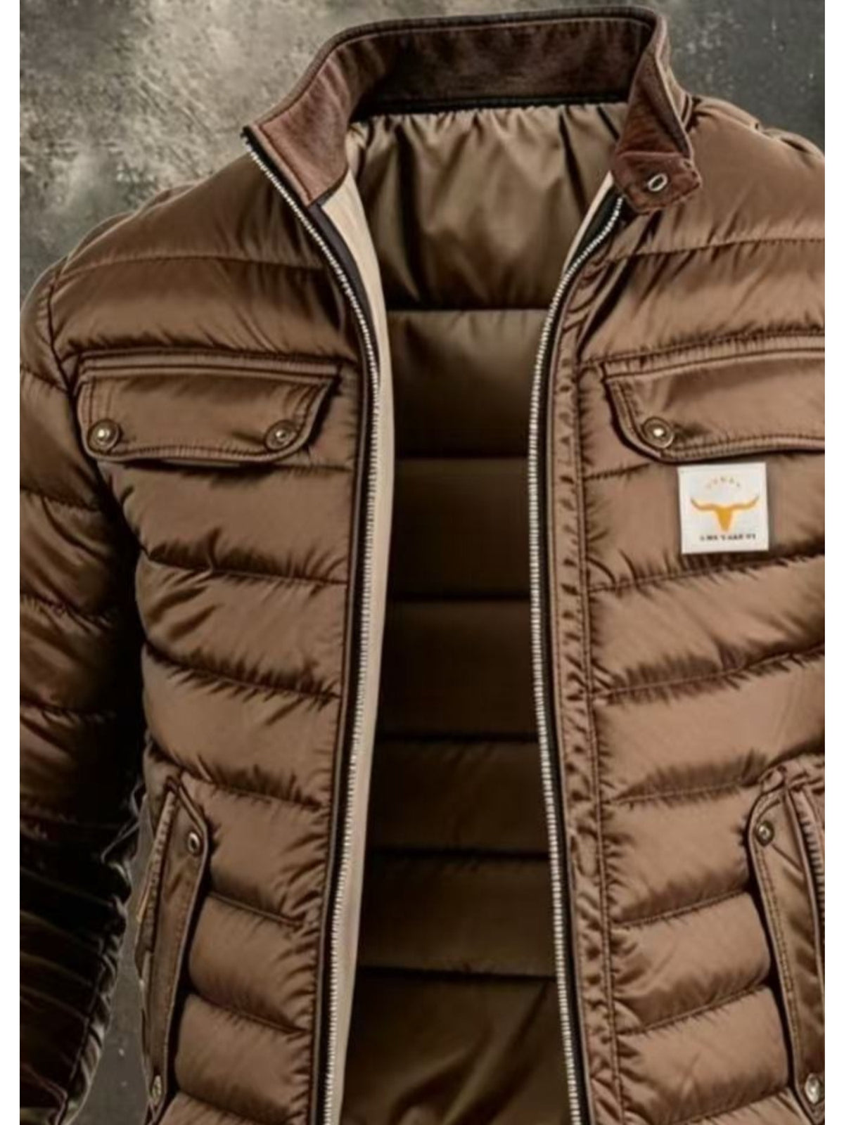 Veste matelassée pour homme, à col montant, gris