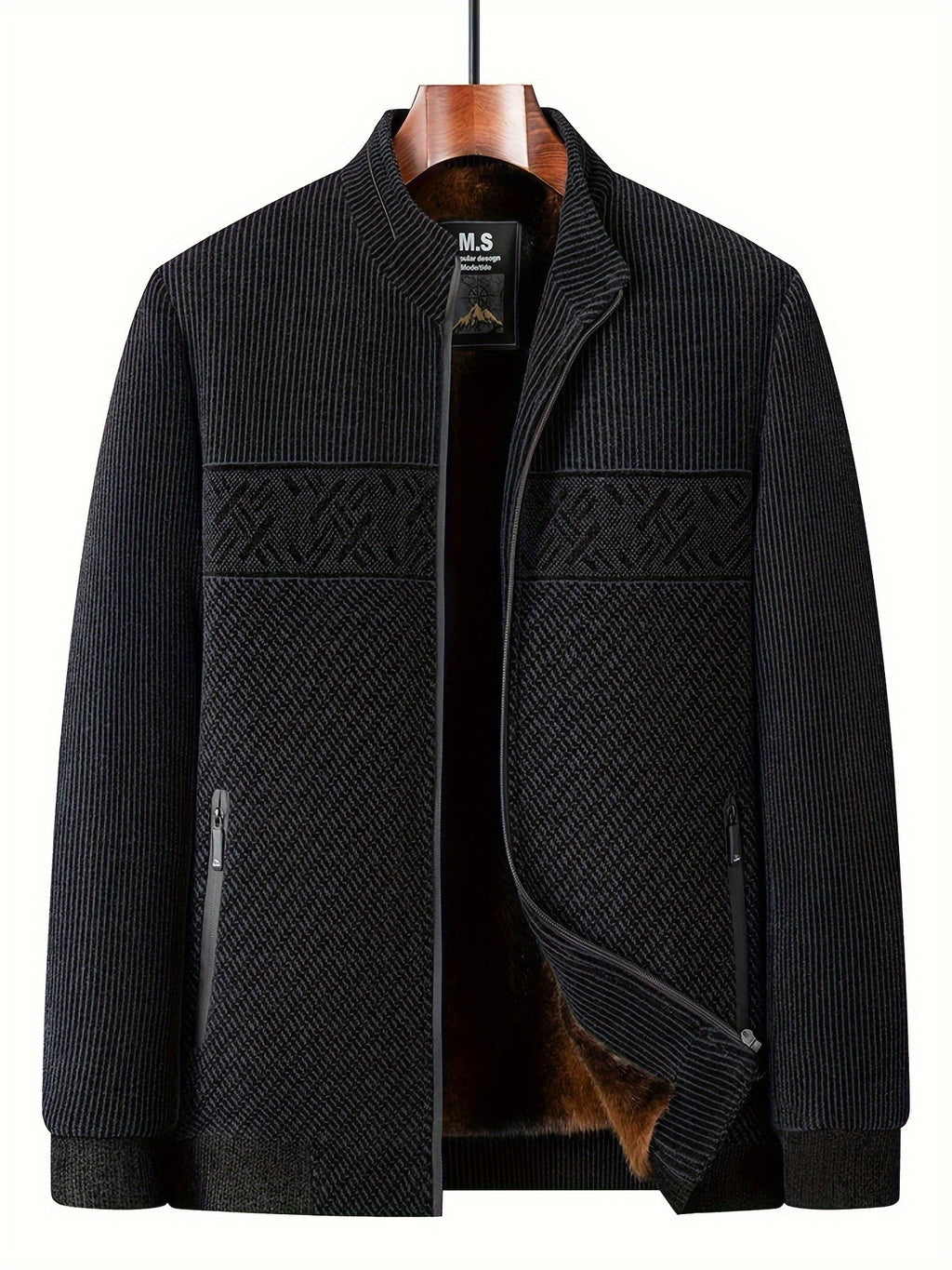 Veste matelassée pour homme, polaire, à col montant