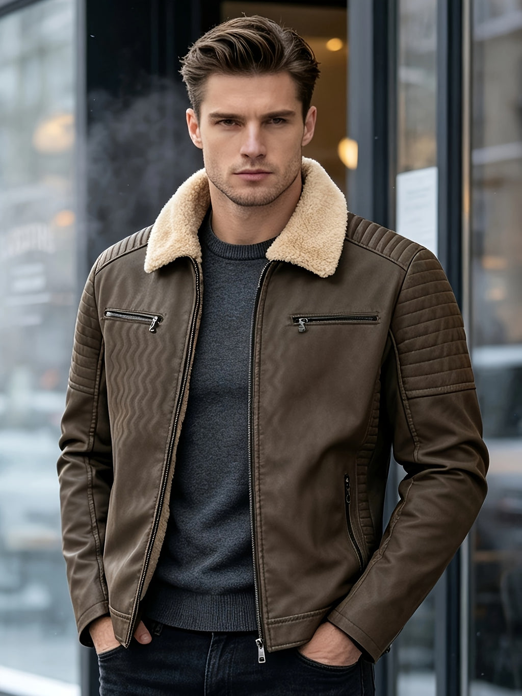 Veste, à revers, fermeture éclair, détail du vêtement