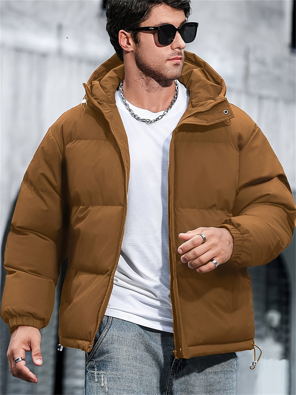 Veste pour homme, coupe-vent, à capuche, zone grise