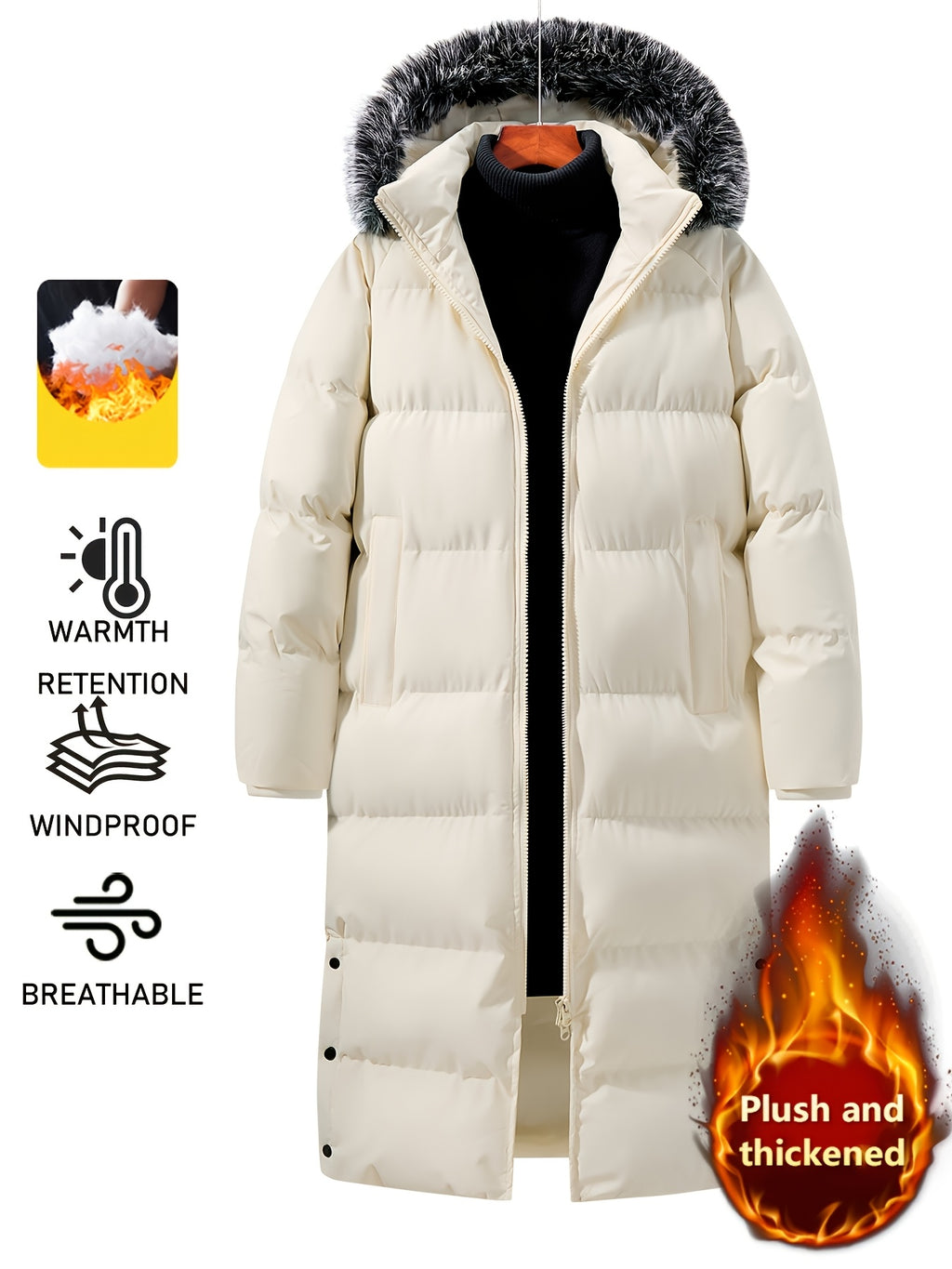 Manteau long, coupe-vent, à capuche, photo 12