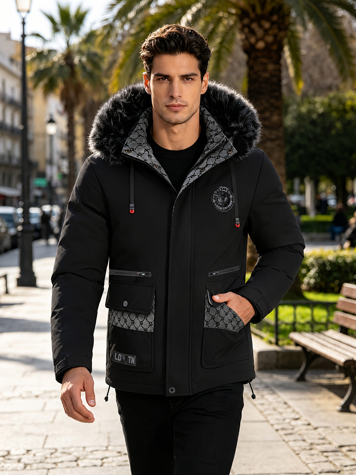 Manteau pour homme, à capuche, blanc