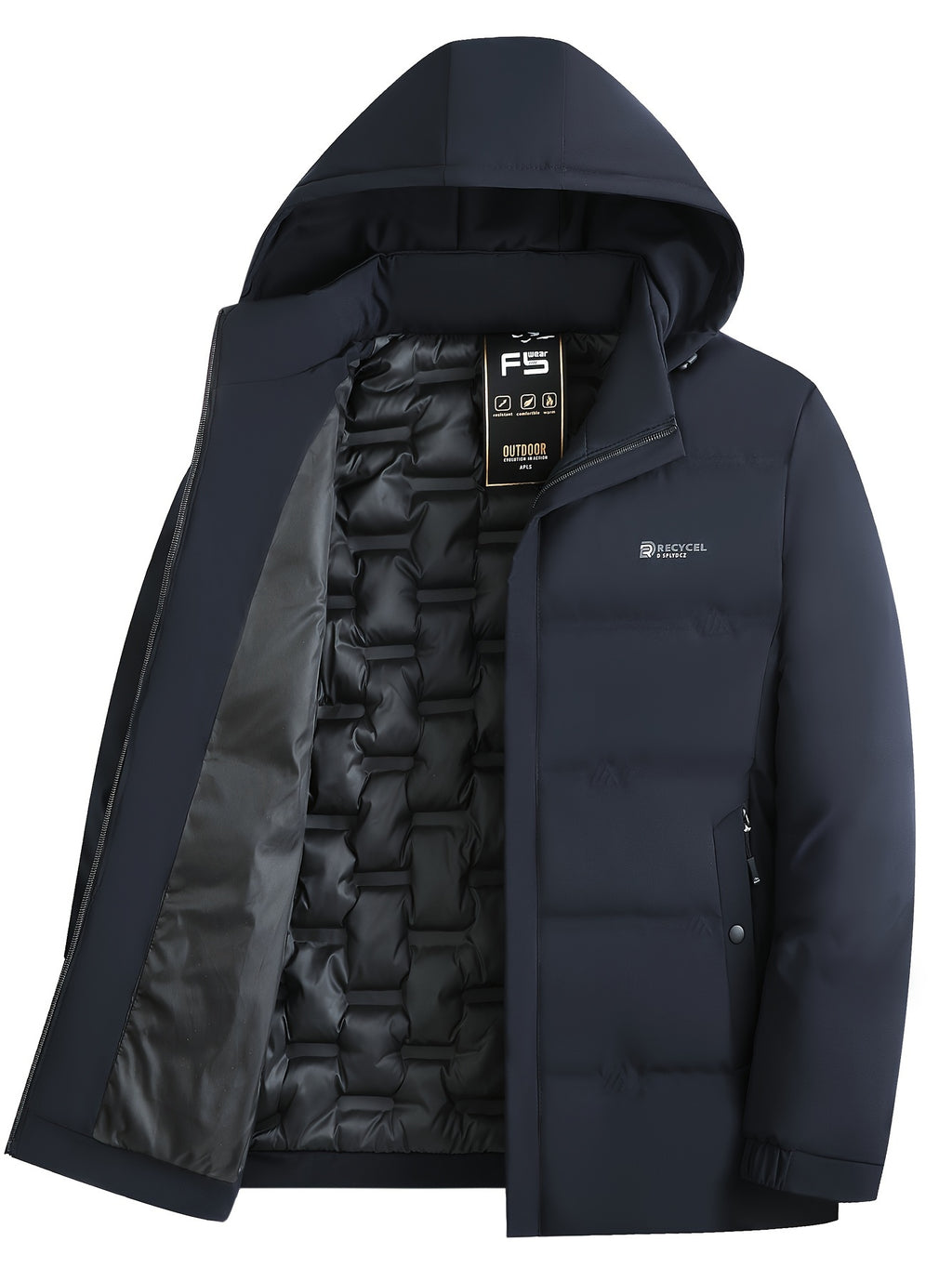 Veste matelassée pour homme, à capuche, kaki