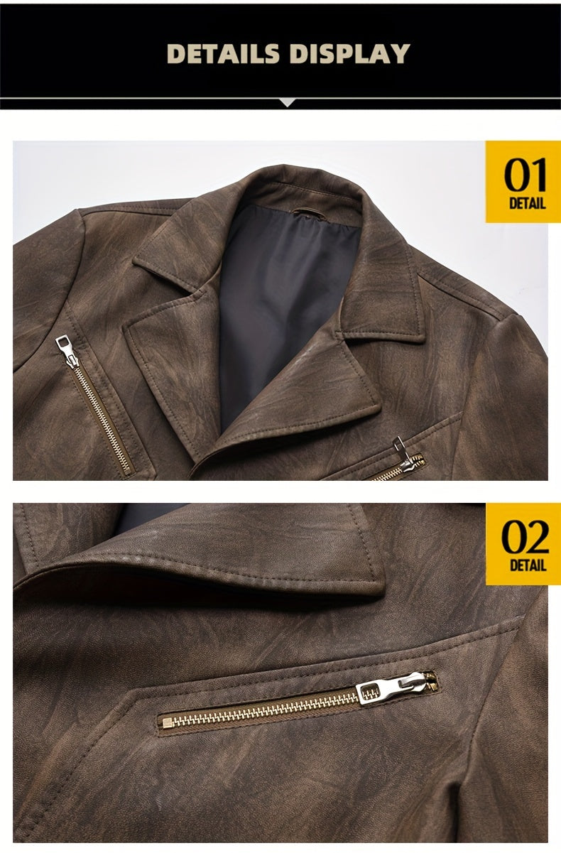 Manteau en cuir PU long, à revers, détail du vêtement