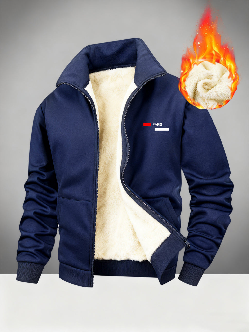 Veste pour homme, polaire, à col montant, noir