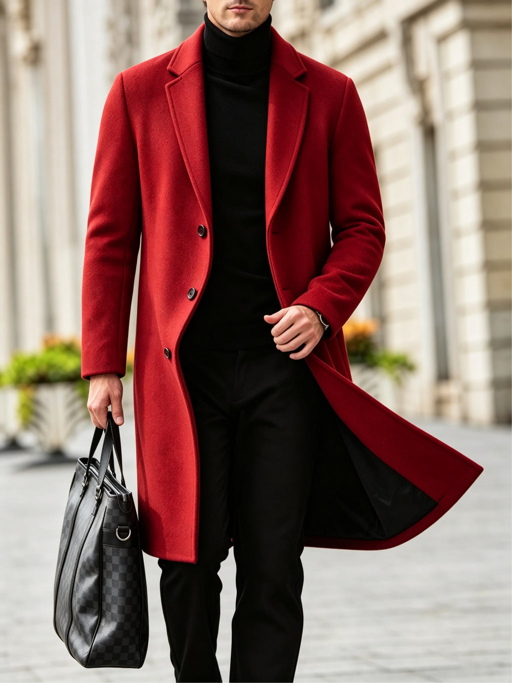 Trench pour homme, à revers, couleur marine