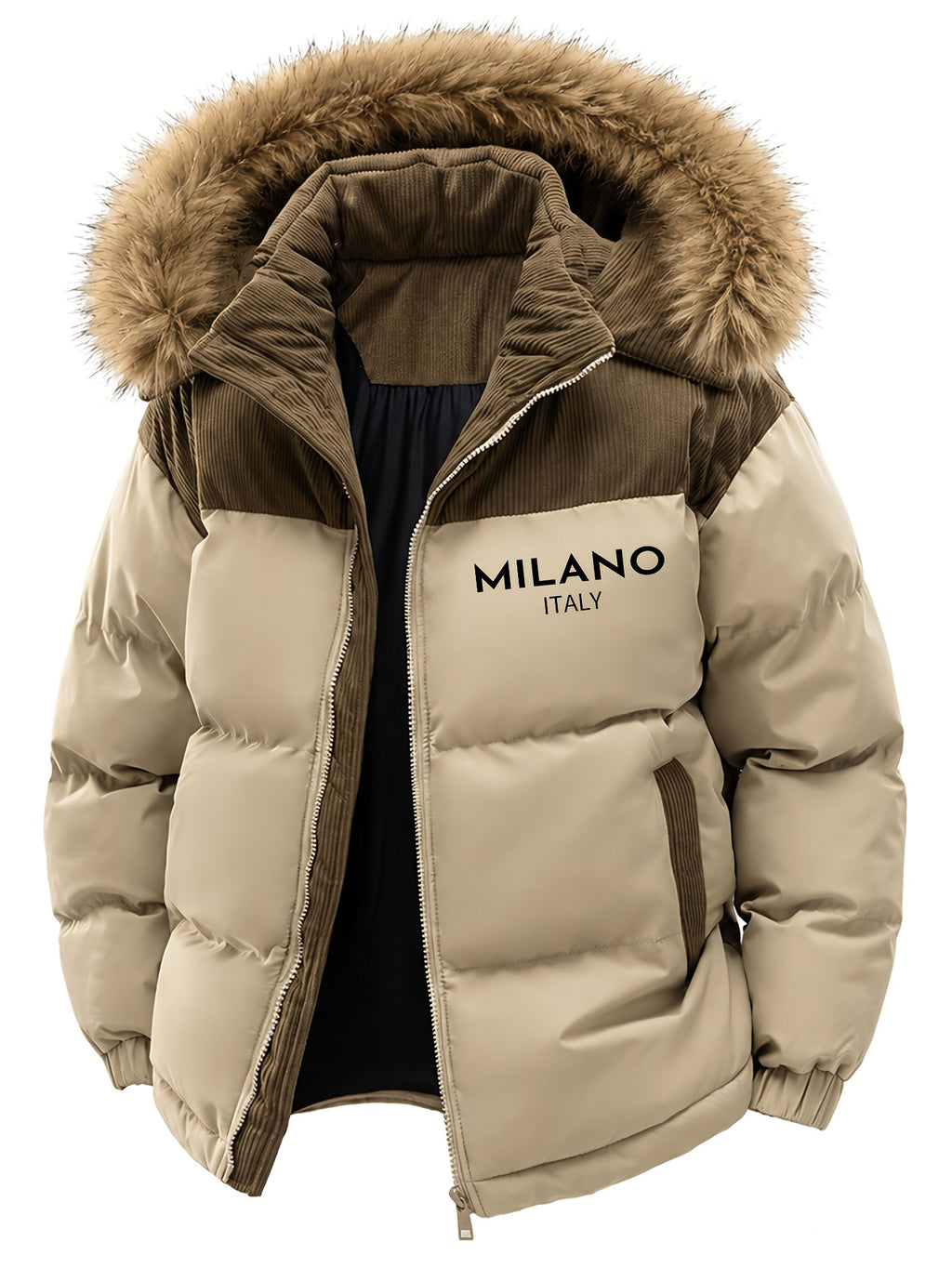 Manteau en fausse fourrure pour homme, imperméable, à capuche