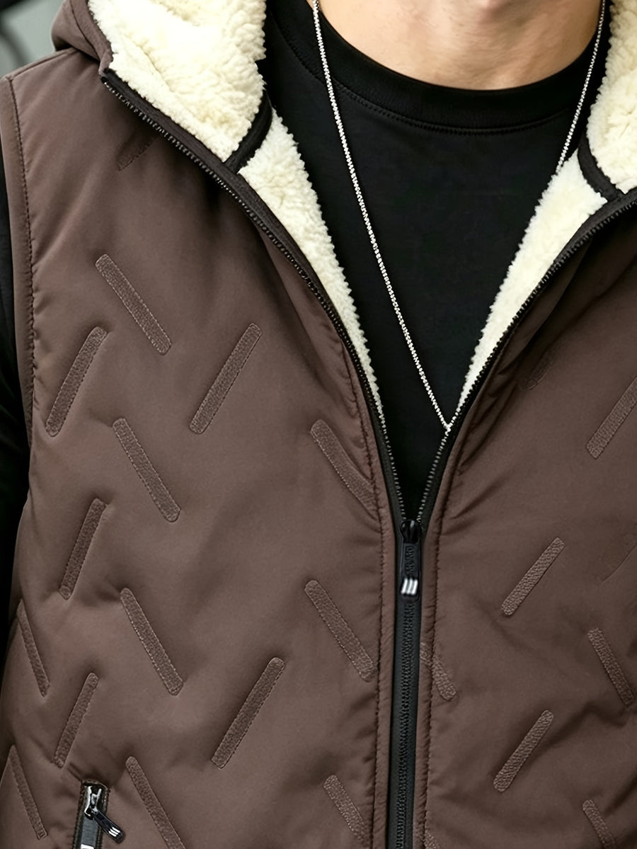 Gilet épais sans manches à capuche doublé, tendance automne/hiver, vêtement d'extérieur chaud, cardigan à capuche zippé à la mode et polyvalent, pour l'extérieur et la randonnée, la course et le fitness, les voyages et le sport, cade, photo 23