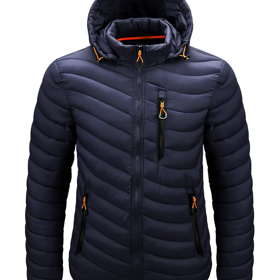 Manteau matelassé, à col montant, bleu foncé, coloris bleu foncé