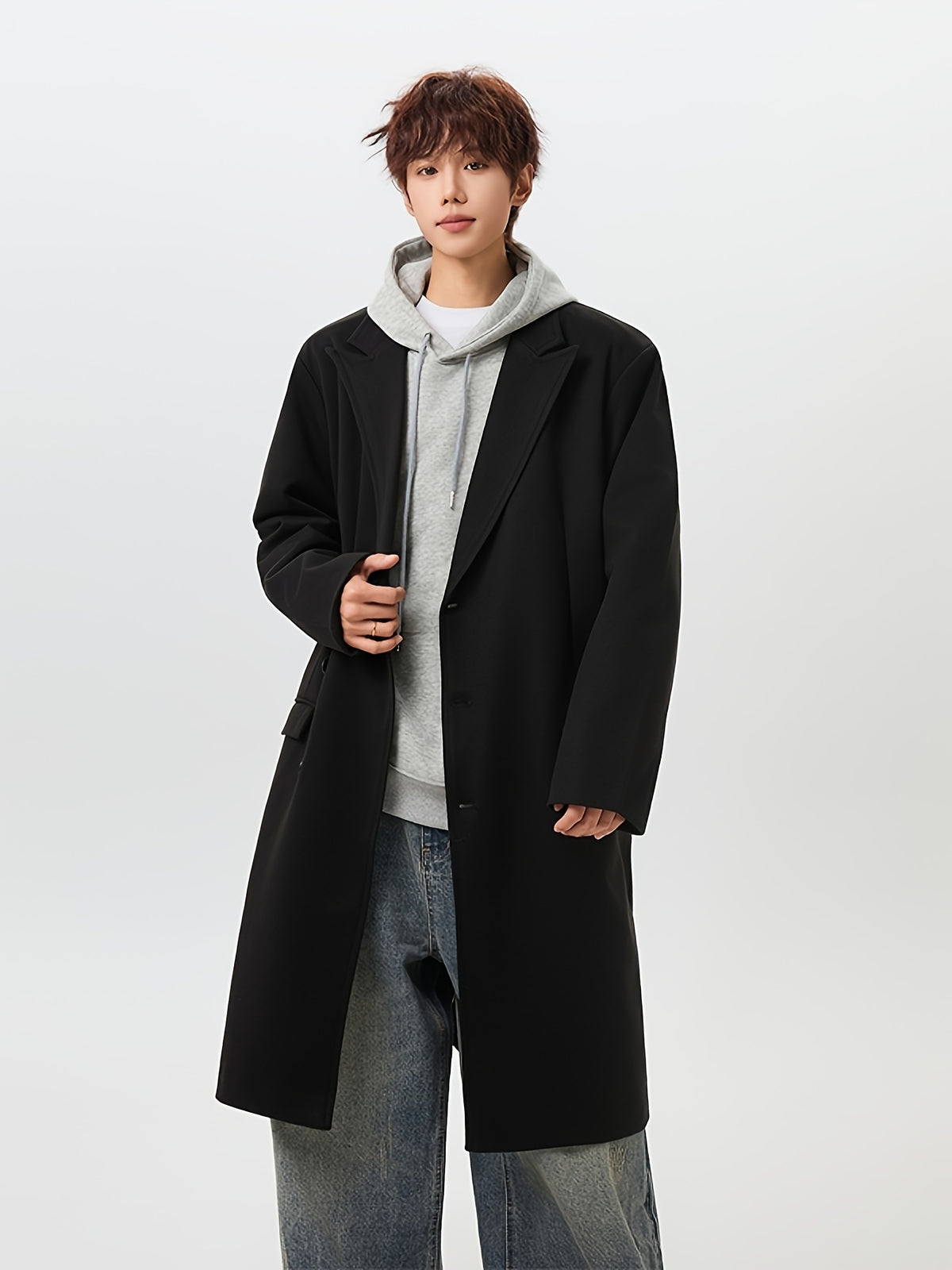 Manteau pour homme, à revers, café