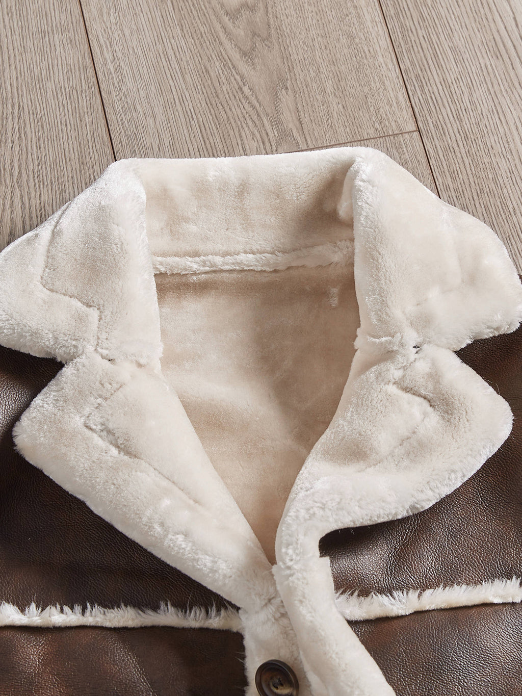 Manteau en fausse fourrure long pour homme, à revers, col montant