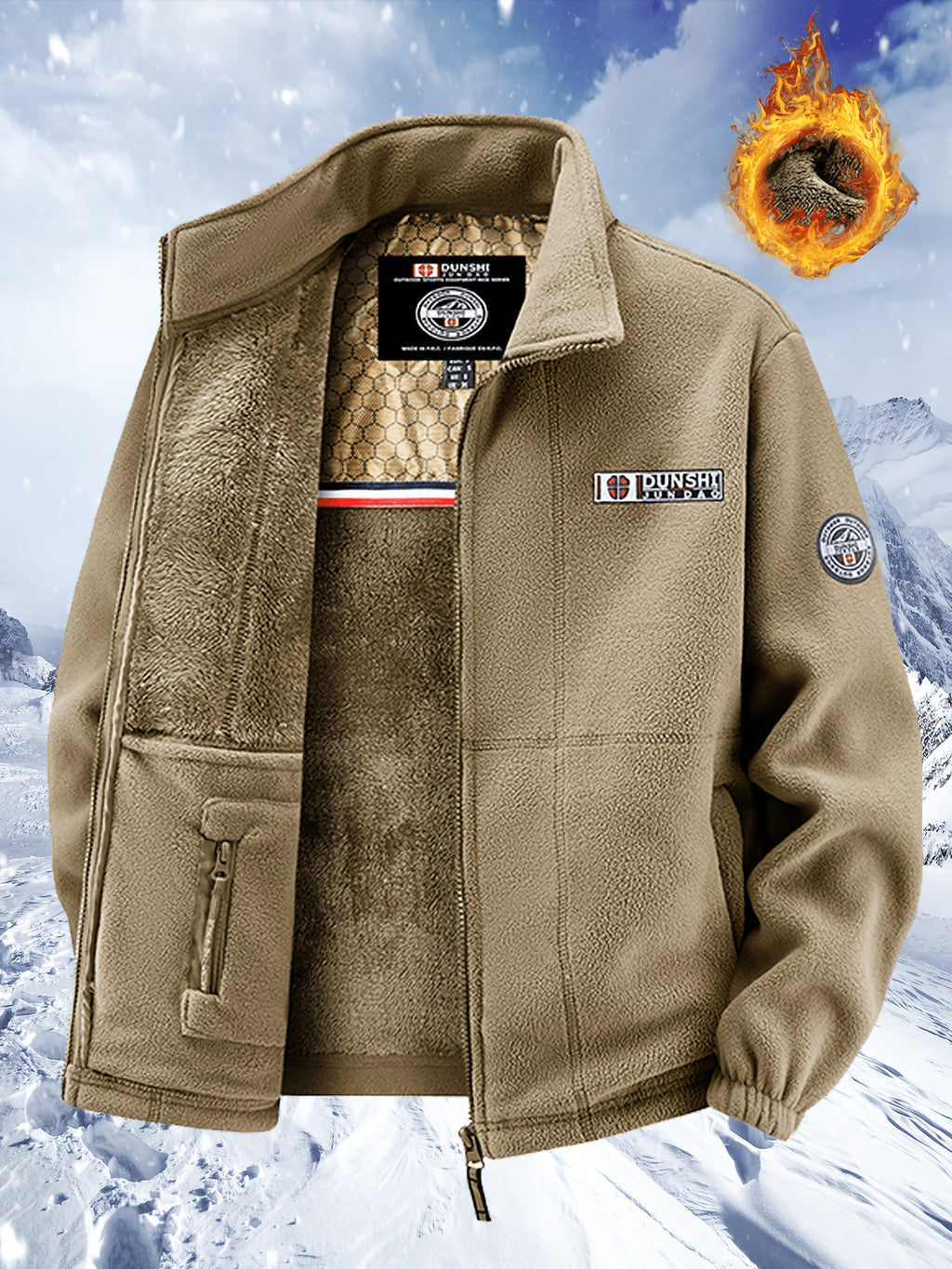 Veste, polaire, à col montant, rouge, détail du vêtement