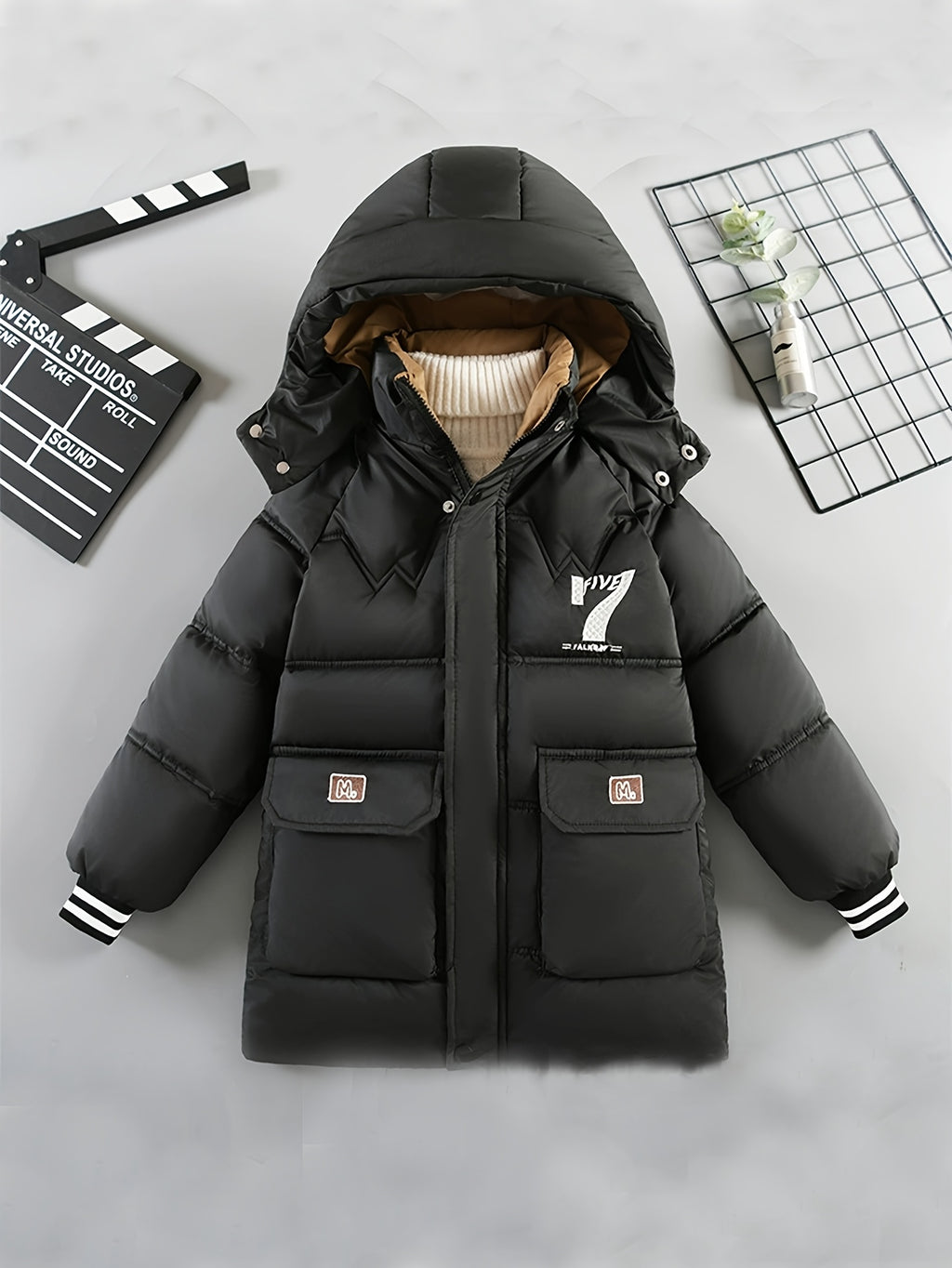 Veste pour homme, à capuche, marron foncé