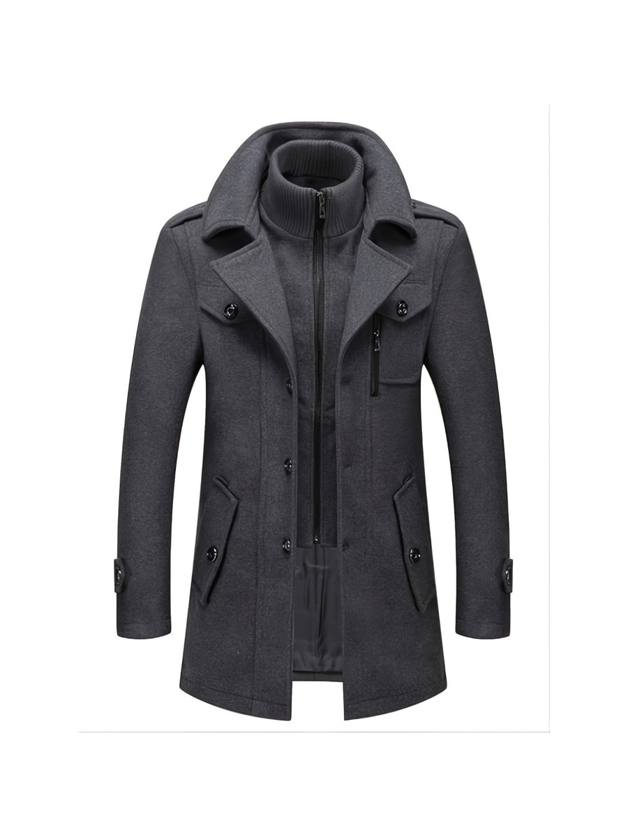 Manteau en laine mi-long, 30 % laine, double col, photo 16