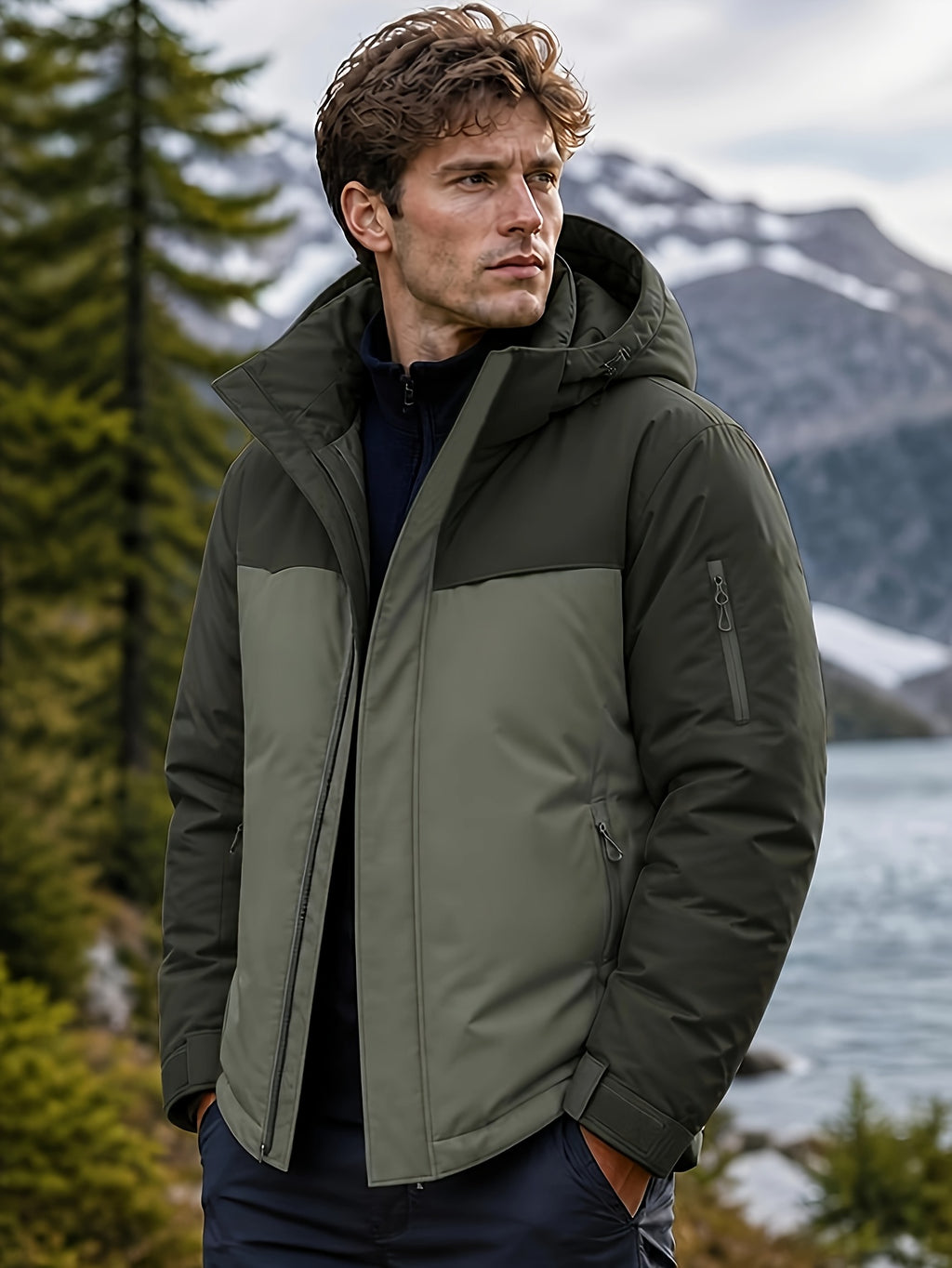 Veste pour homme, à capuche, gris de yinchuan