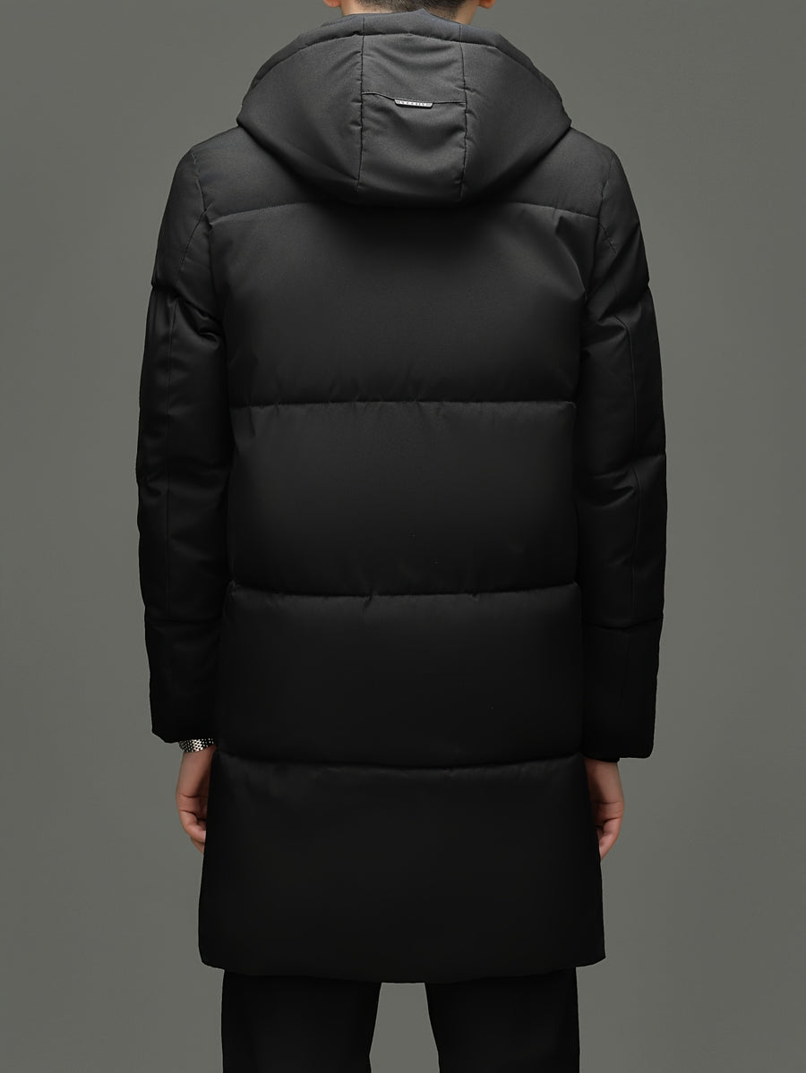 Manteau matelassé long, à capuche, noir, photo 15