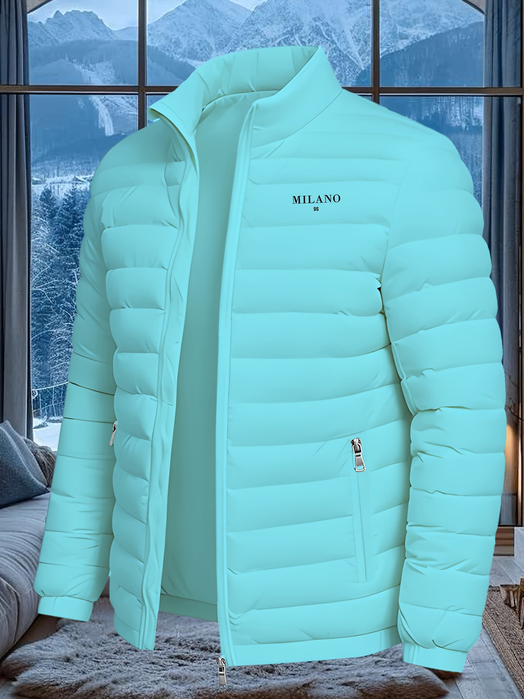 Veste pour homme, à col montant, bleu royal