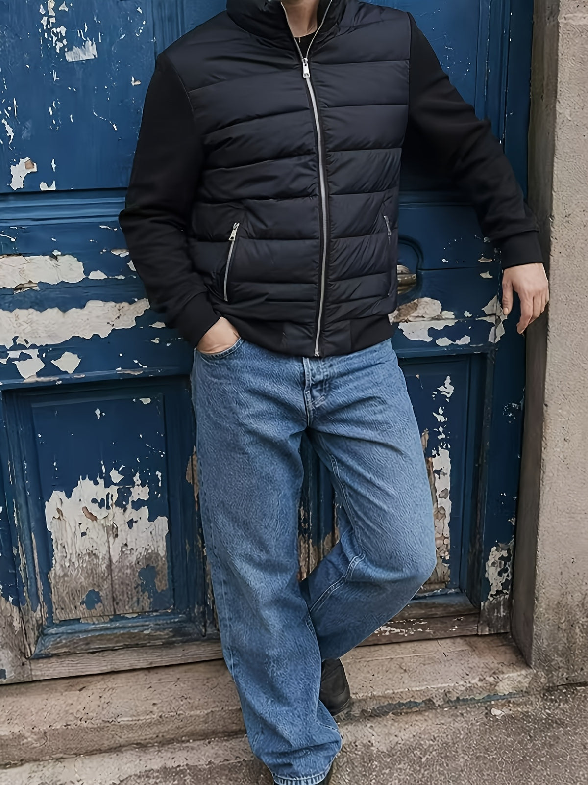 Manteau matelassé pour homme, à col montant