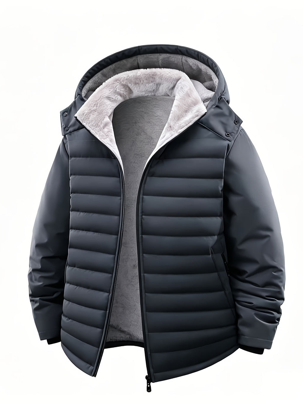 Veste pour homme, capuche amovible, noir carbone