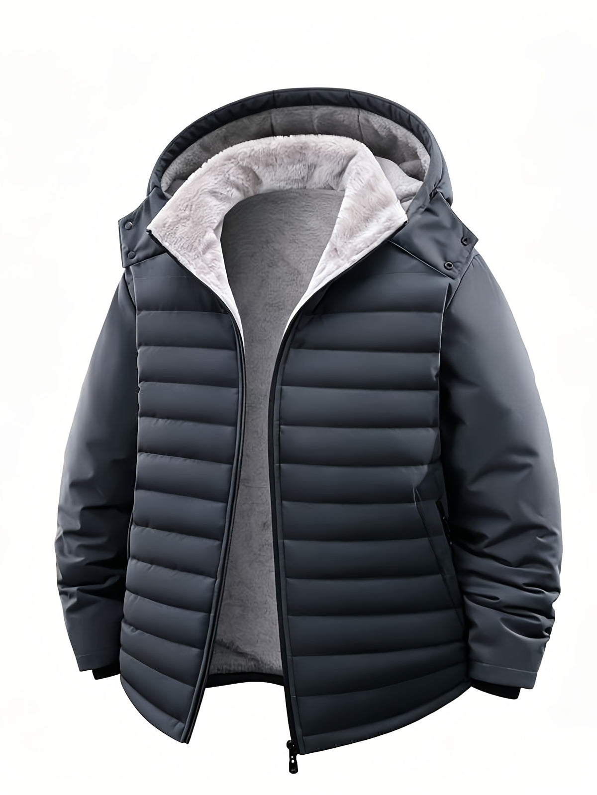 Veste pour homme, capuche amovible, noir carbone