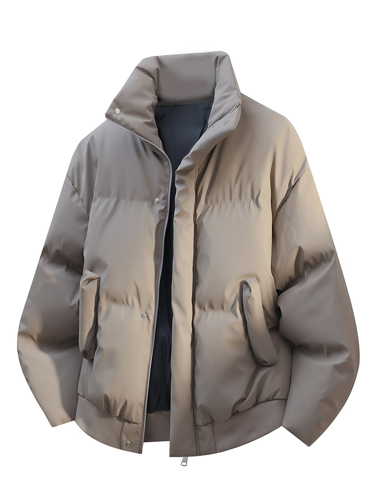 Manteau matelassé pour homme, coupe-vent, à revers, abricot