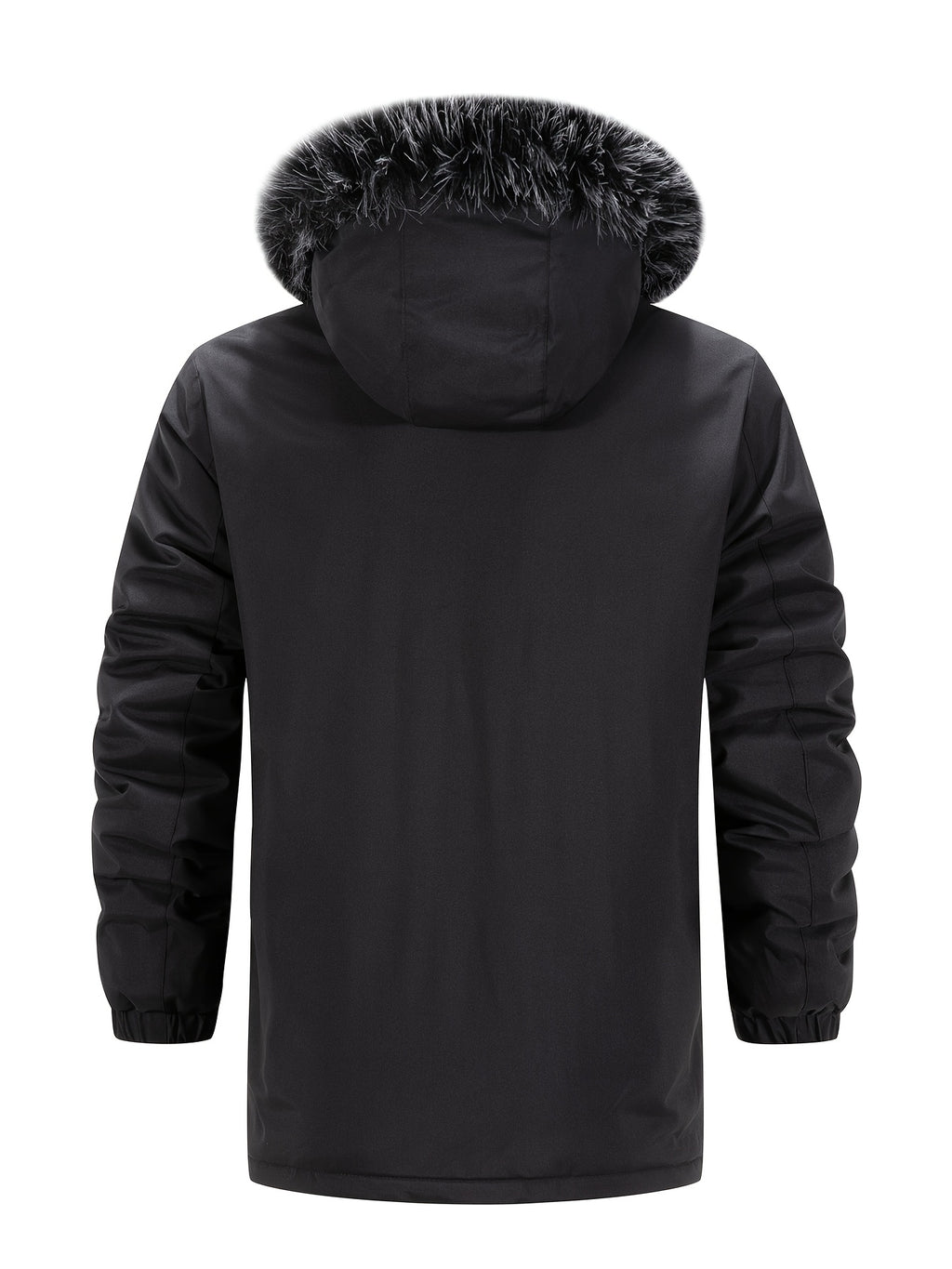 Veste en fausse fourrure long pour homme, à capuche