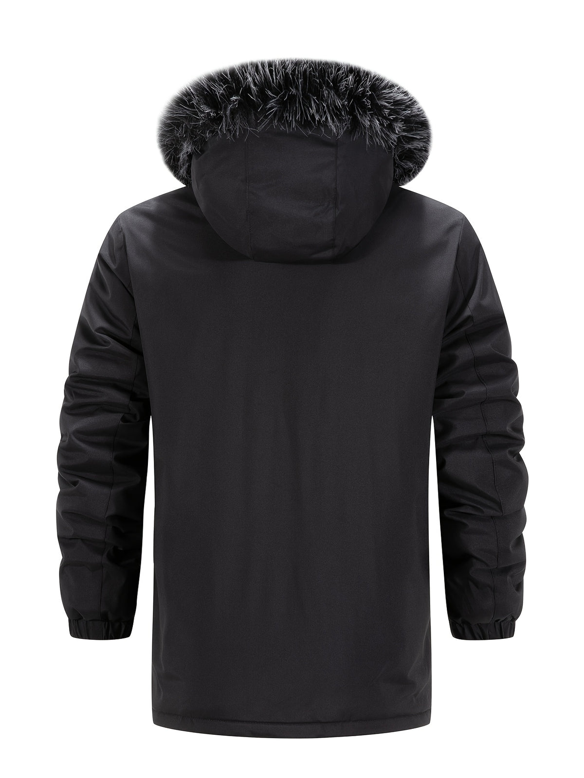 Veste en fausse fourrure long pour homme, à capuche
