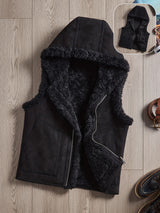 Gilet en fausse fourrure, à capuche
