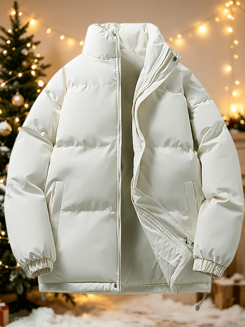 Manteau matelassé pour homme, à col montant, vert clair