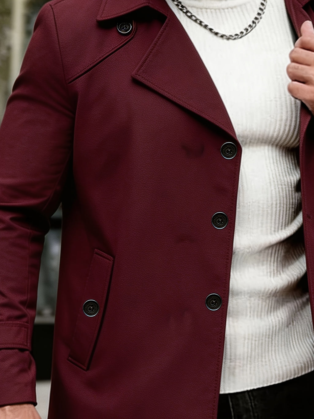Trench pour homme, à revers, bleu foncé