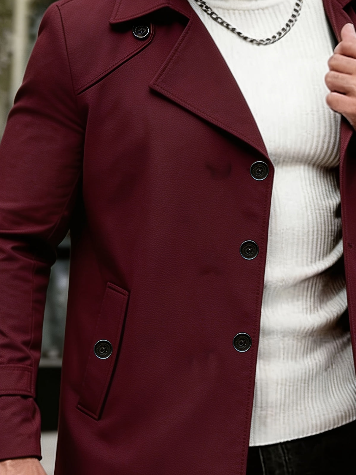 Trench pour homme, à revers, bleu foncé