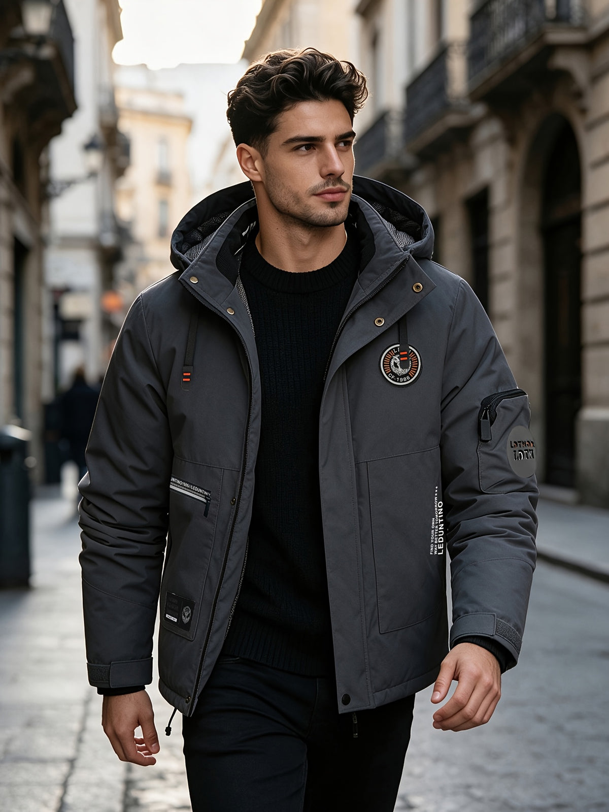 Veste pour homme, capuche amovible, blanc