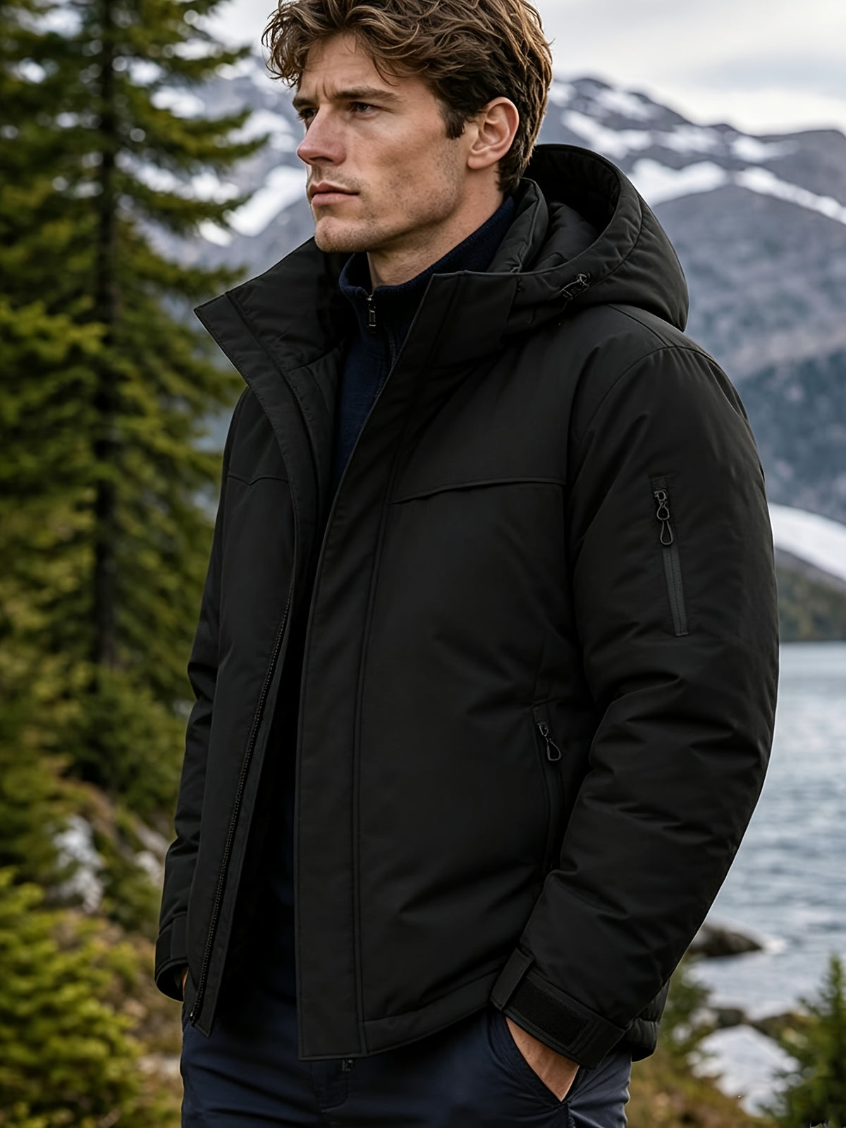 Veste pour homme, à capuche, gris de yinchuan