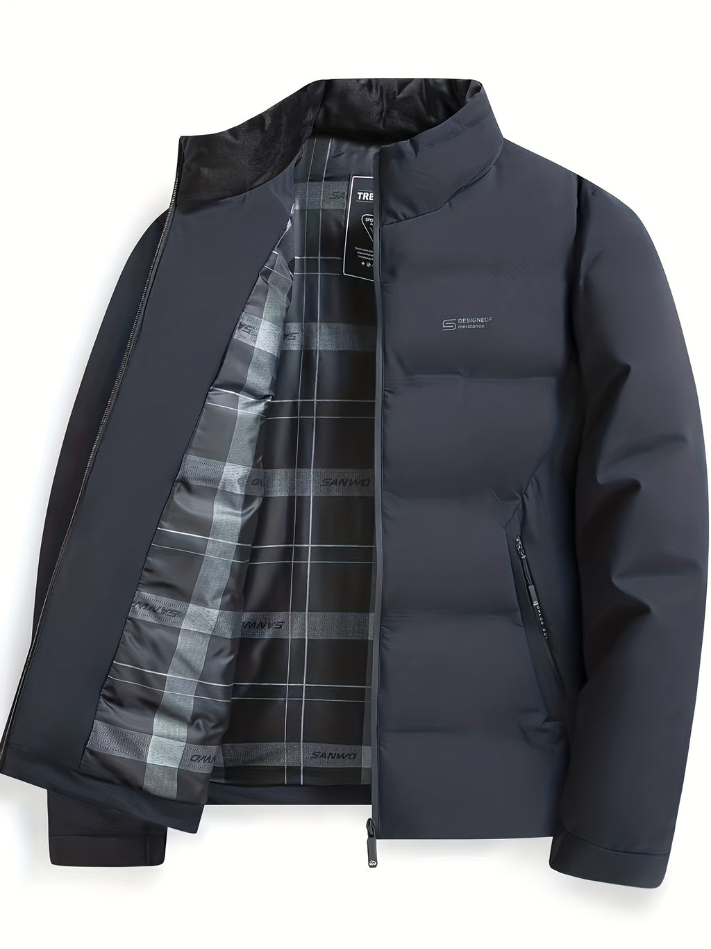 Veste pour homme, à col montant, bleu marine