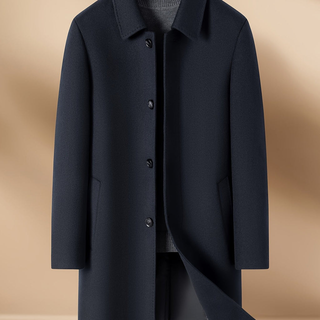 Veste en laine longue, 100 % laine, tweed, coloris couleur marine, détail