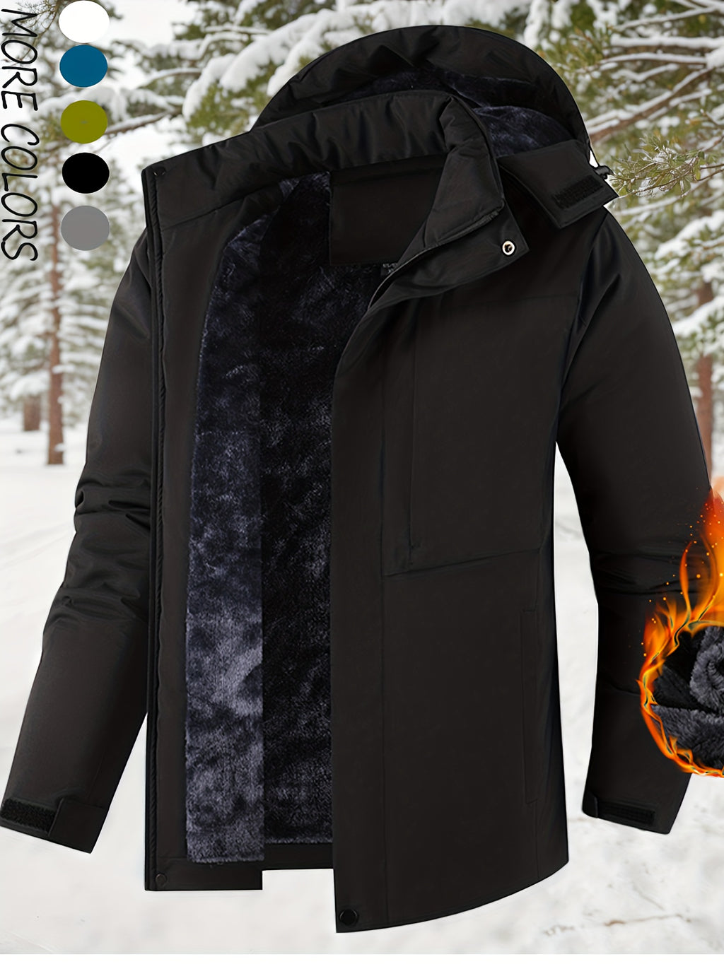 Veste matelassée pour homme, polaire, à capuche