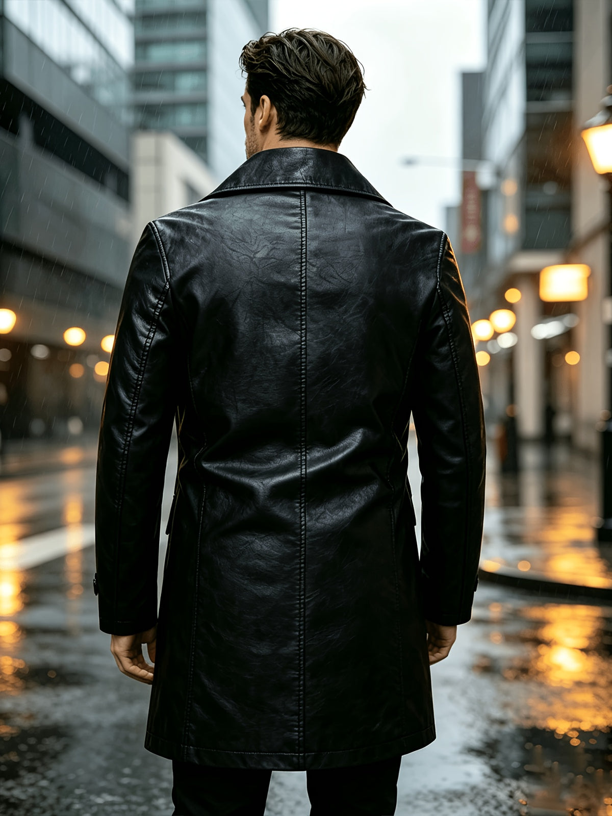 Veste pour homme, à revers, marron foncé