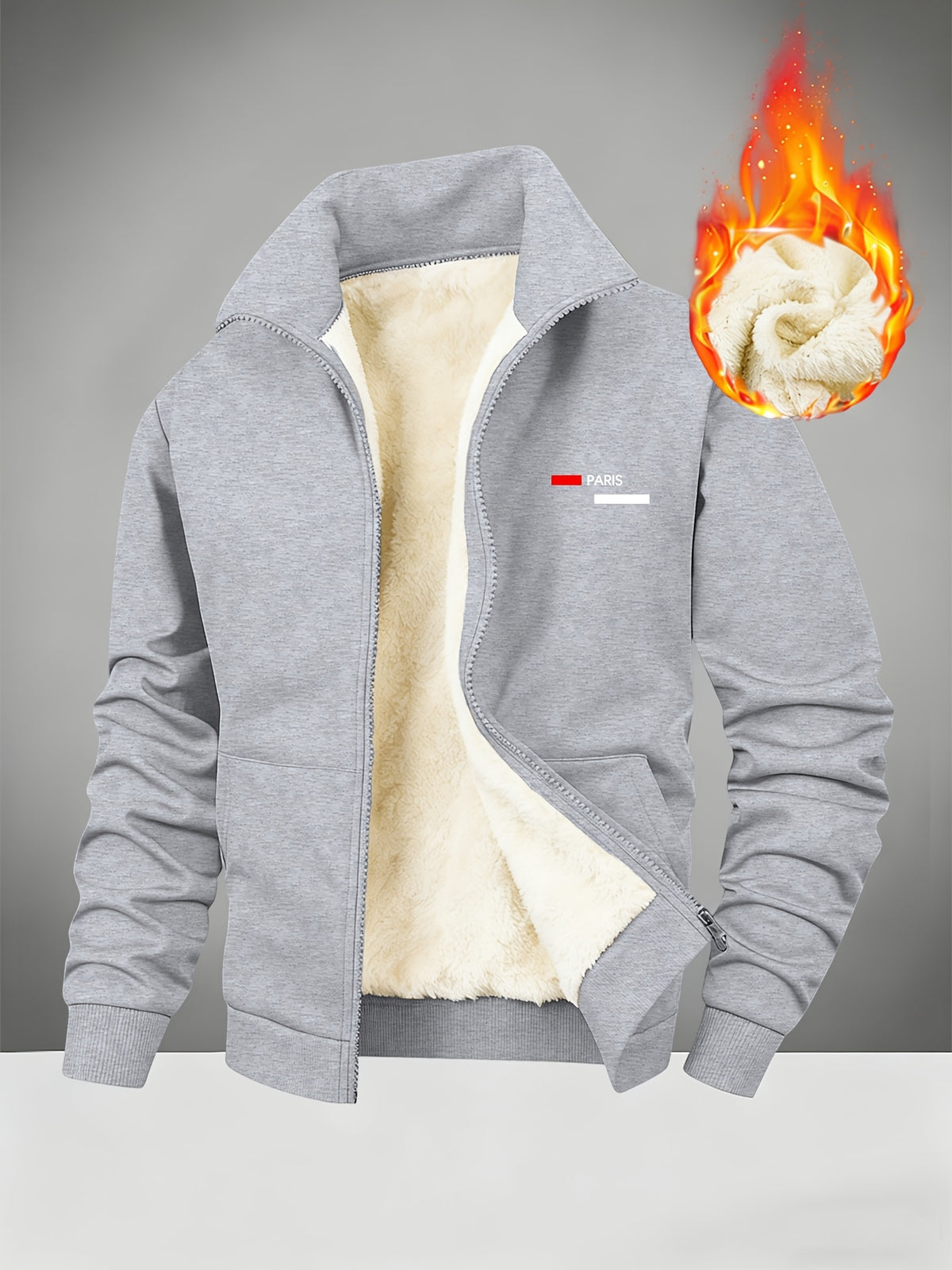 Veste pour homme, polaire, à col montant, noir