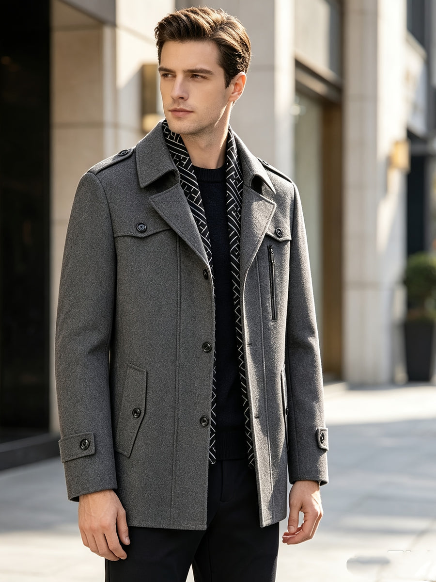 Manteau trench en tweed, 30 % laine, col écharpe détachable, photo 23